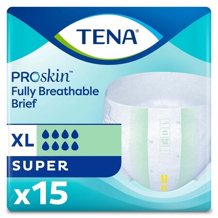 Tena Proskin Super TENA Super Adult Heavy-Absorbent Incontinence Brief, X-large, 60 in. to 64 in. Waist / Hip, 15PK 68011